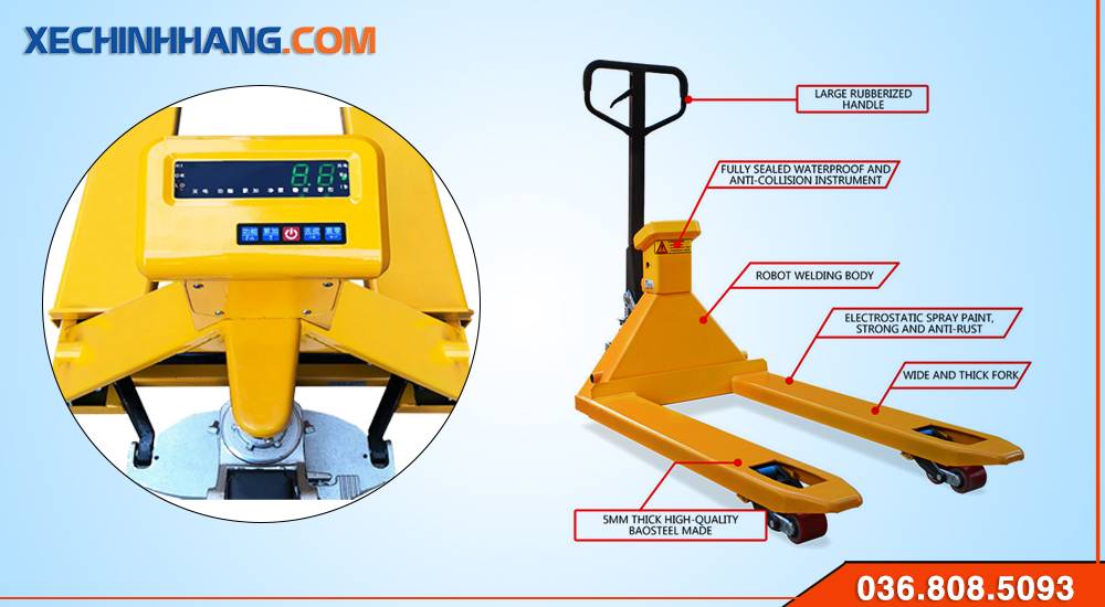 Xe nâng tay thấp gắn cân 2 tấn