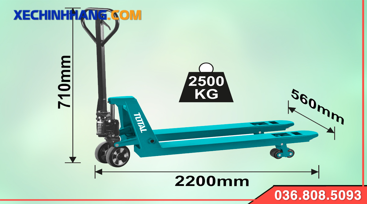 Kích thước xe nâng tay thấp 2.5 tấn