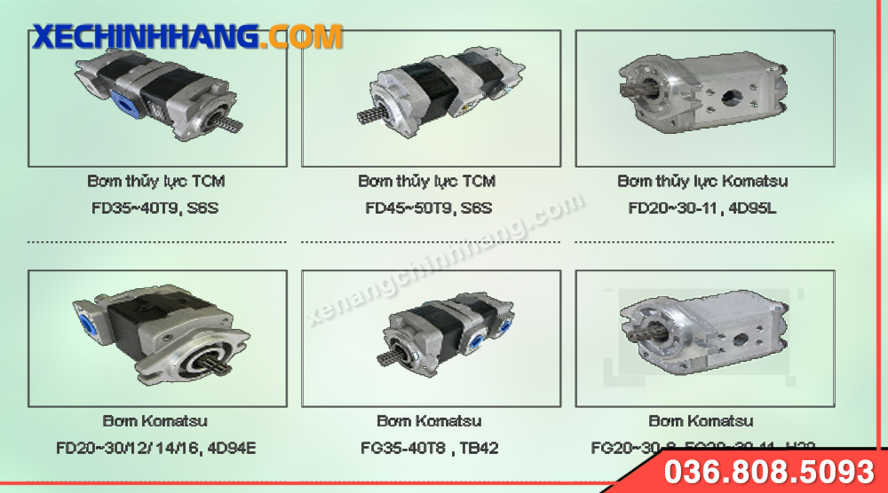 Các dòng bơm thuỷ lực xe nâng TCM và Komatsu