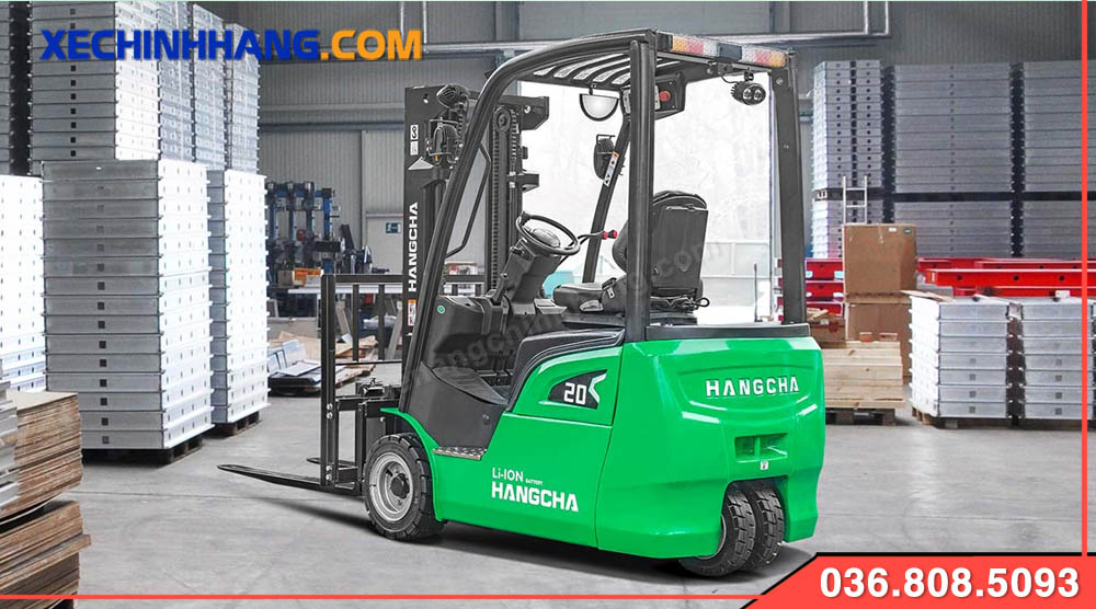 Xe nâng điện 2 tấn 3 bánh trong kho